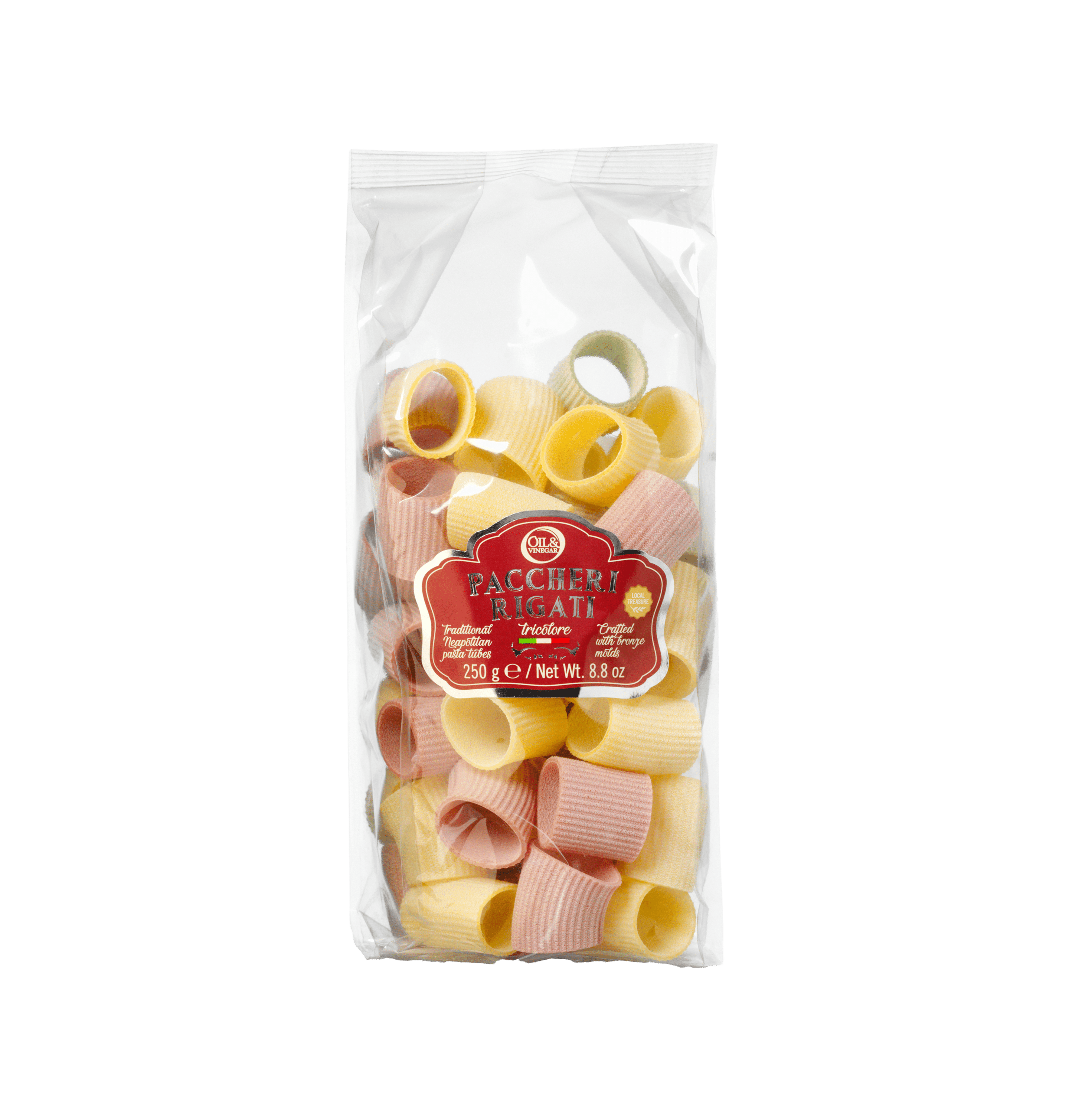 Nudelröhren - Paccheri Rigati Tricolore - 250 g Nudelröhren - Paccheri Rigati Tricolore - 250 g
