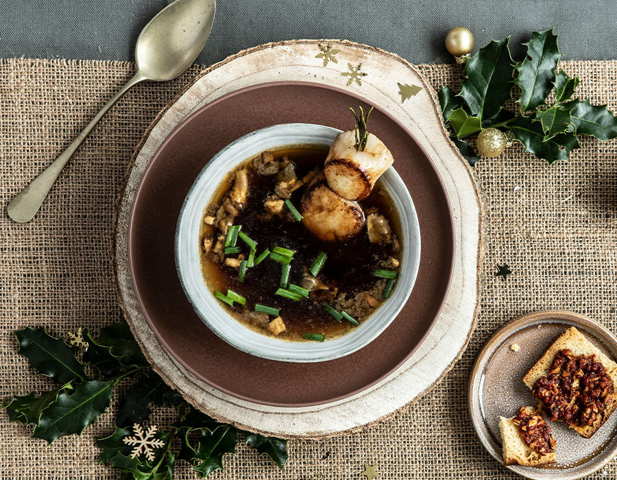 Paddenstoelensoep met coquilles
