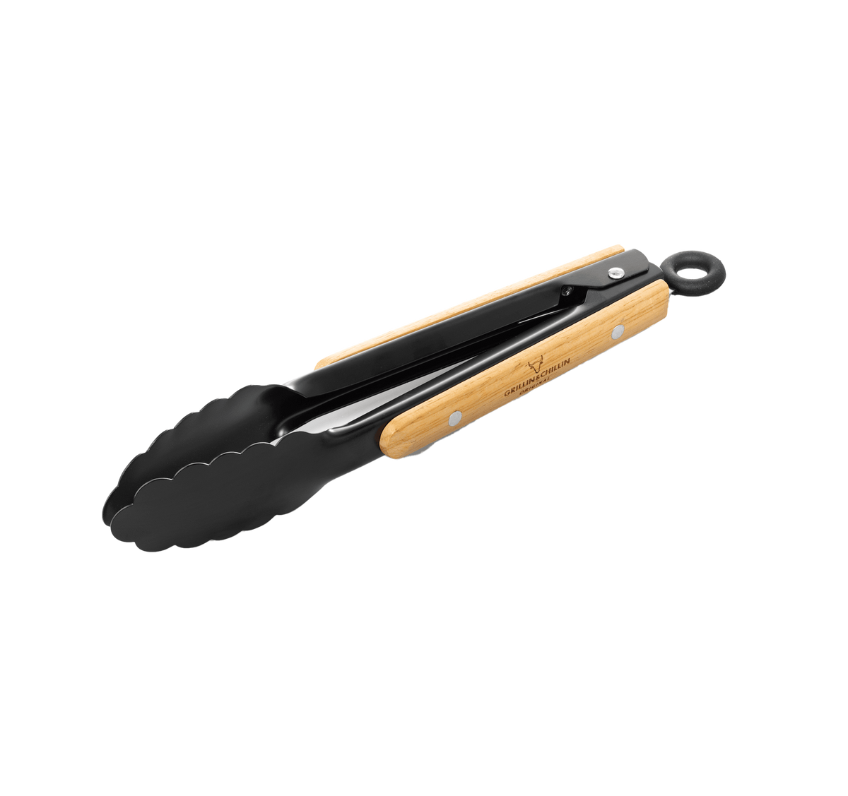BBQ Tang Zwart met Beukenhout - 27cm