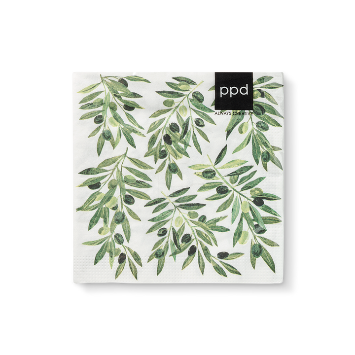 Oliven Serviette - 25x25 cm - Set mit 20 Stück