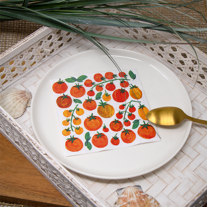 Serviette mit Tomaten - 25 x 25 cm - Set mit 20 Stück